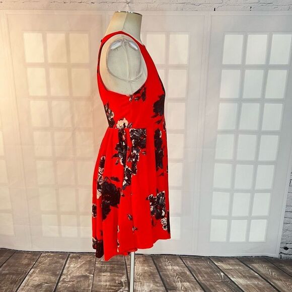 Free people red floral sleeveless flutter by sundress size 2 - Picture 5 of 11